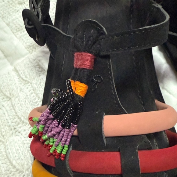 Farm Rio Black Beaded Rainbow Tube Strap Sandal size 11 - Picture 8 of 12